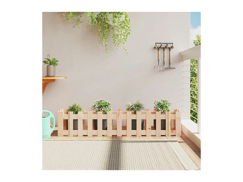 Lit surélevé de jardin design de clôture 150x30x30cm pin massif