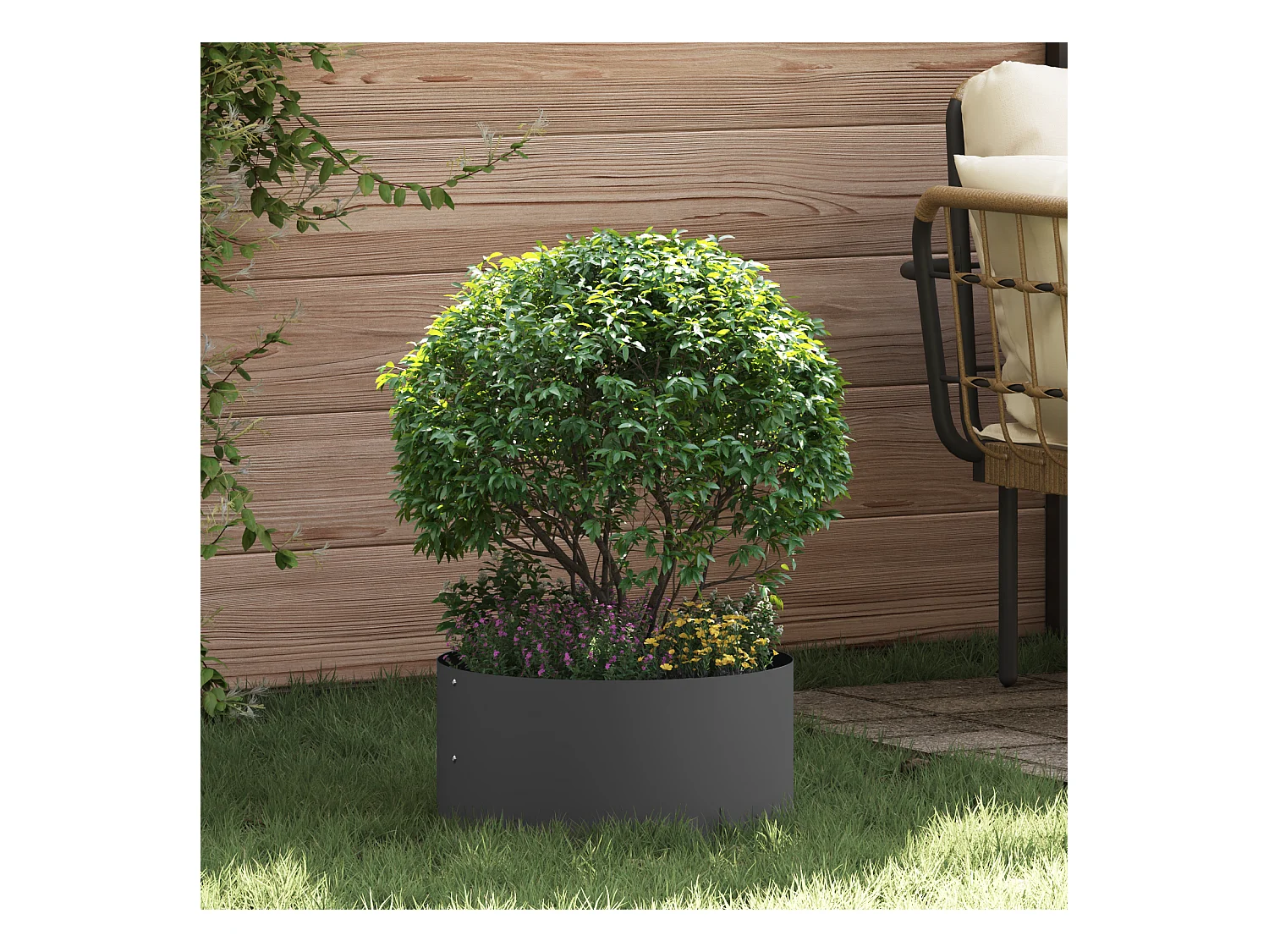 Pots de fleurs en plastique noir Noir Plastique Moyen Solide