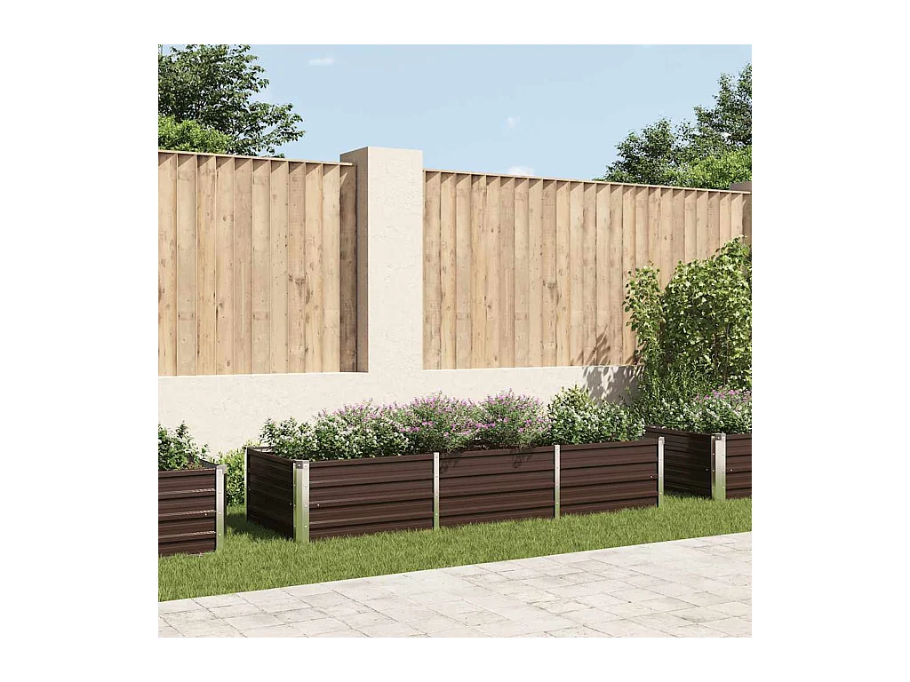 Lit surélevé de jardin Marron 240x80x45 cm Acier galvanisé