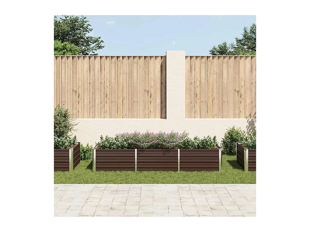 Lit surélevé de jardin Marron 240x80x45 cm Acier galvanisé