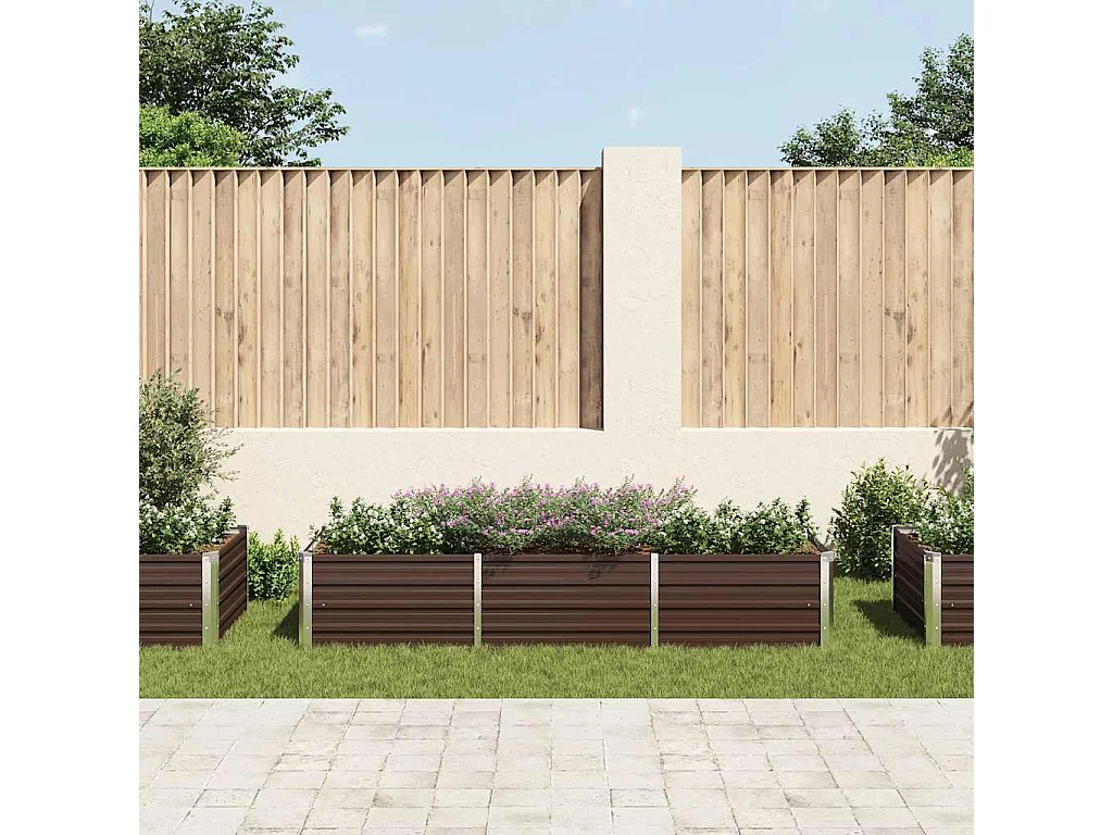 Bruin verhoogd tuinbed 240x80x45 cm gegalvaniseerd staal