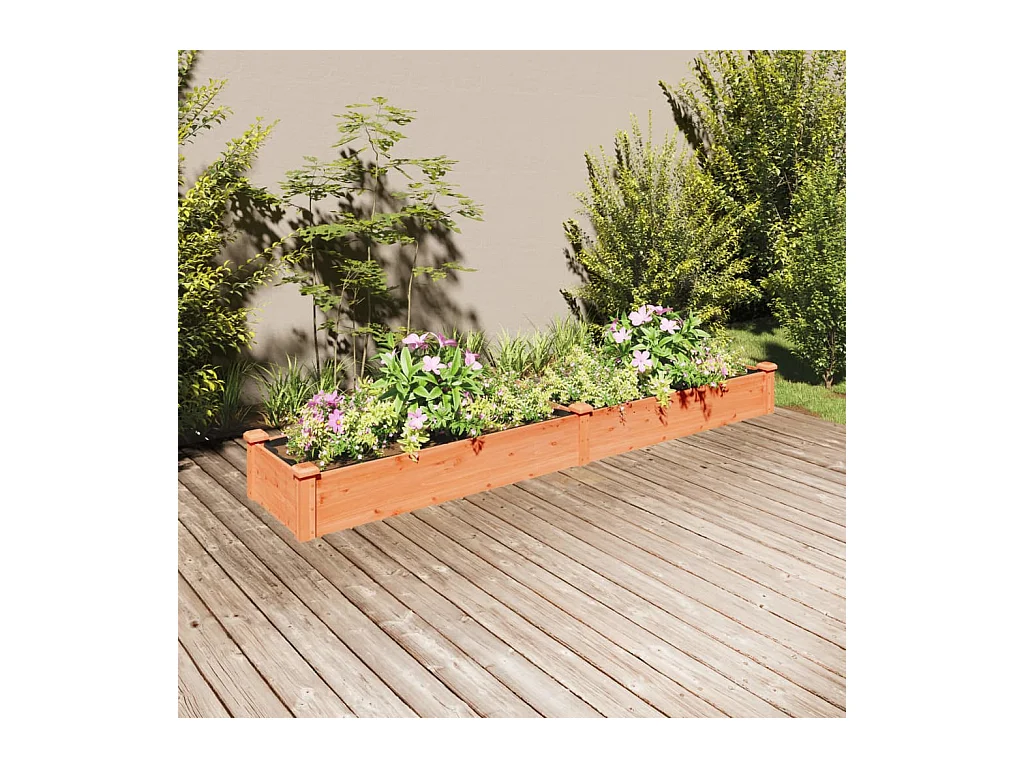 Lit surélevé de jardin doublure 240x45x25 cm bois massif sapin
