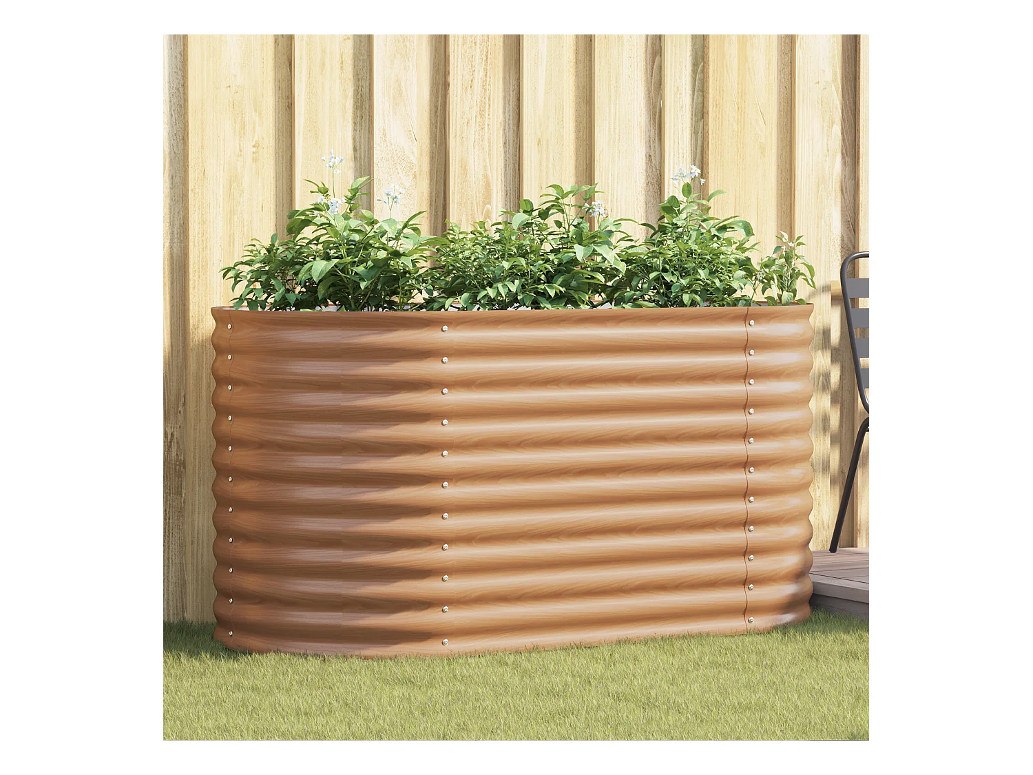 Giardino rialzato marrone effetto legno 160x80x81 cm in acciaio