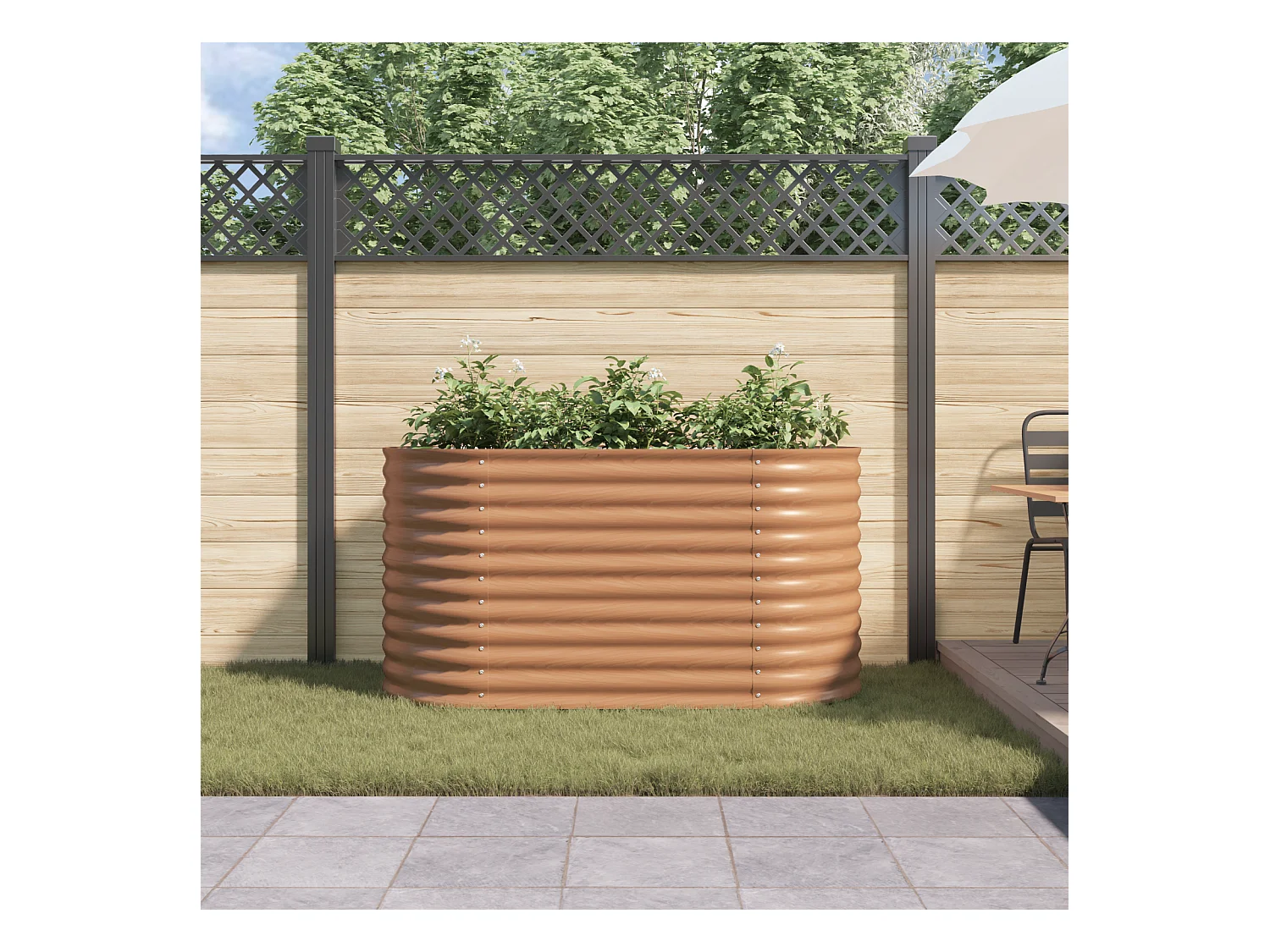 Giardino rialzato marrone effetto legno 160x80x81 cm in acciaio