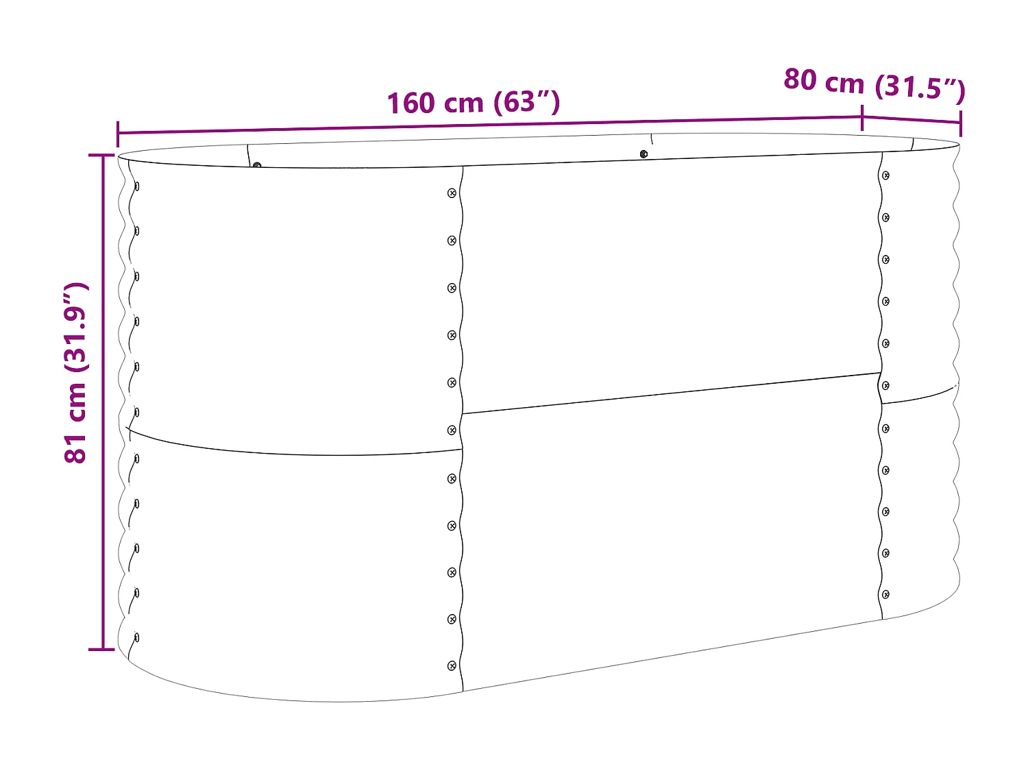 Jardin surélevé marron avec aspect bois 160x80x81 cm en acier