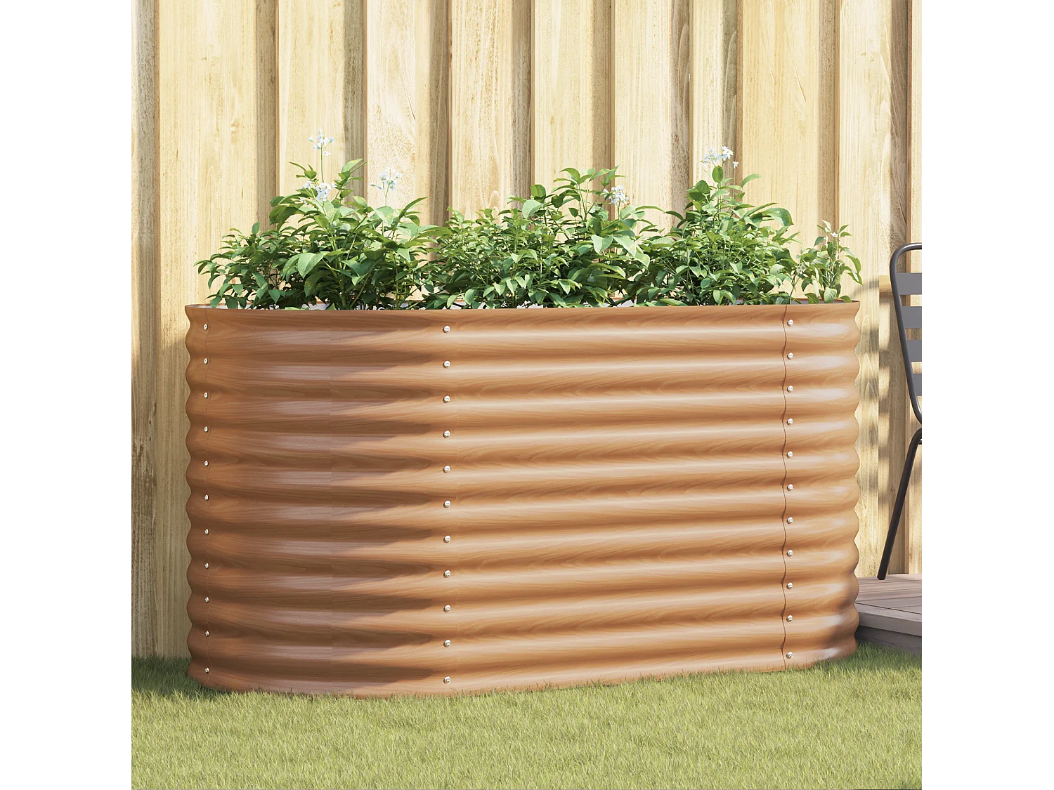 Jardin surélevé marron avec aspect bois 160x80x81 cm en acier