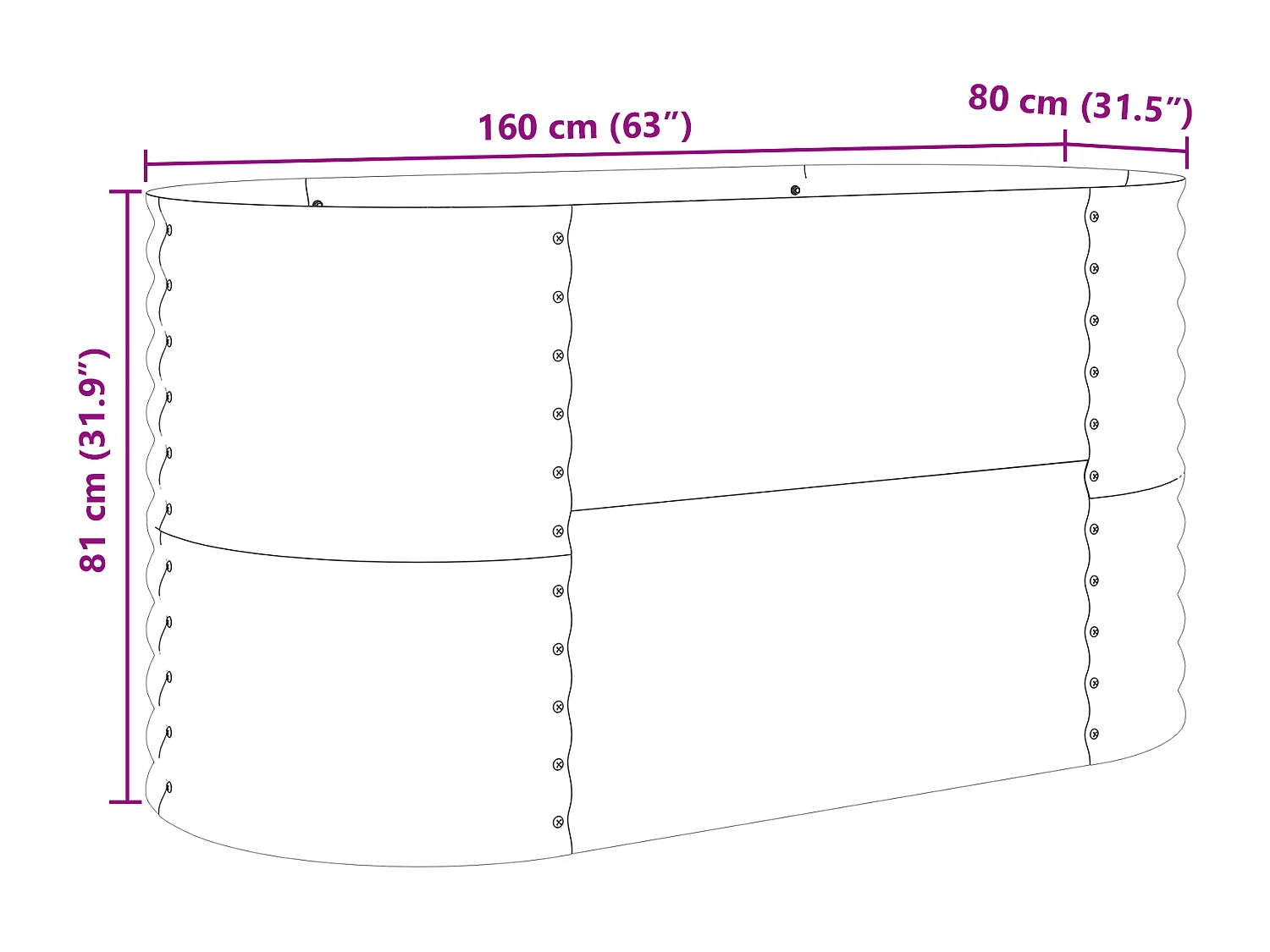 Jardin surélevé marron avec aspect bois 160x80x81 cm en acier