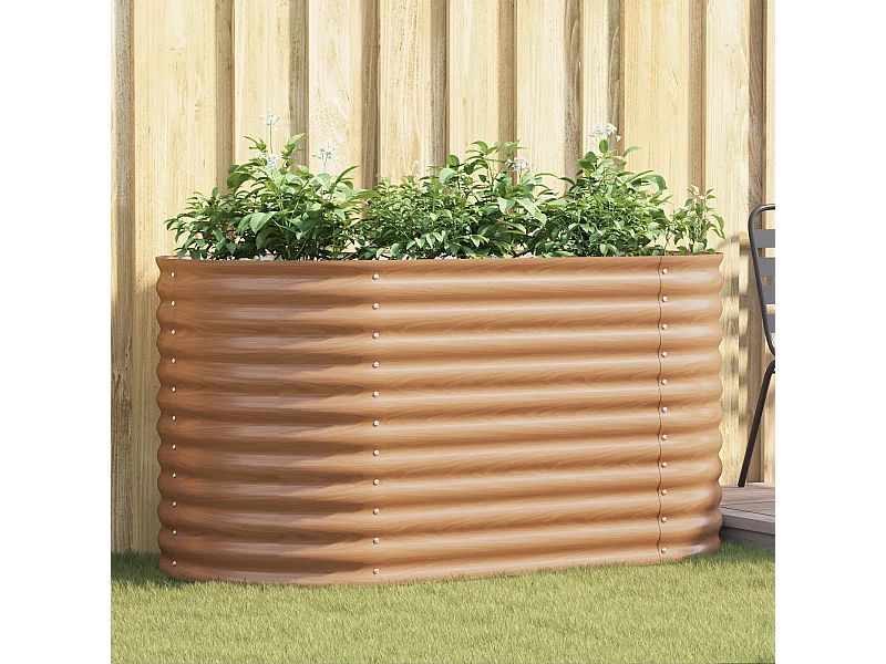 Jardin surélevé marron avec aspect bois 160x80x81 cm en acier