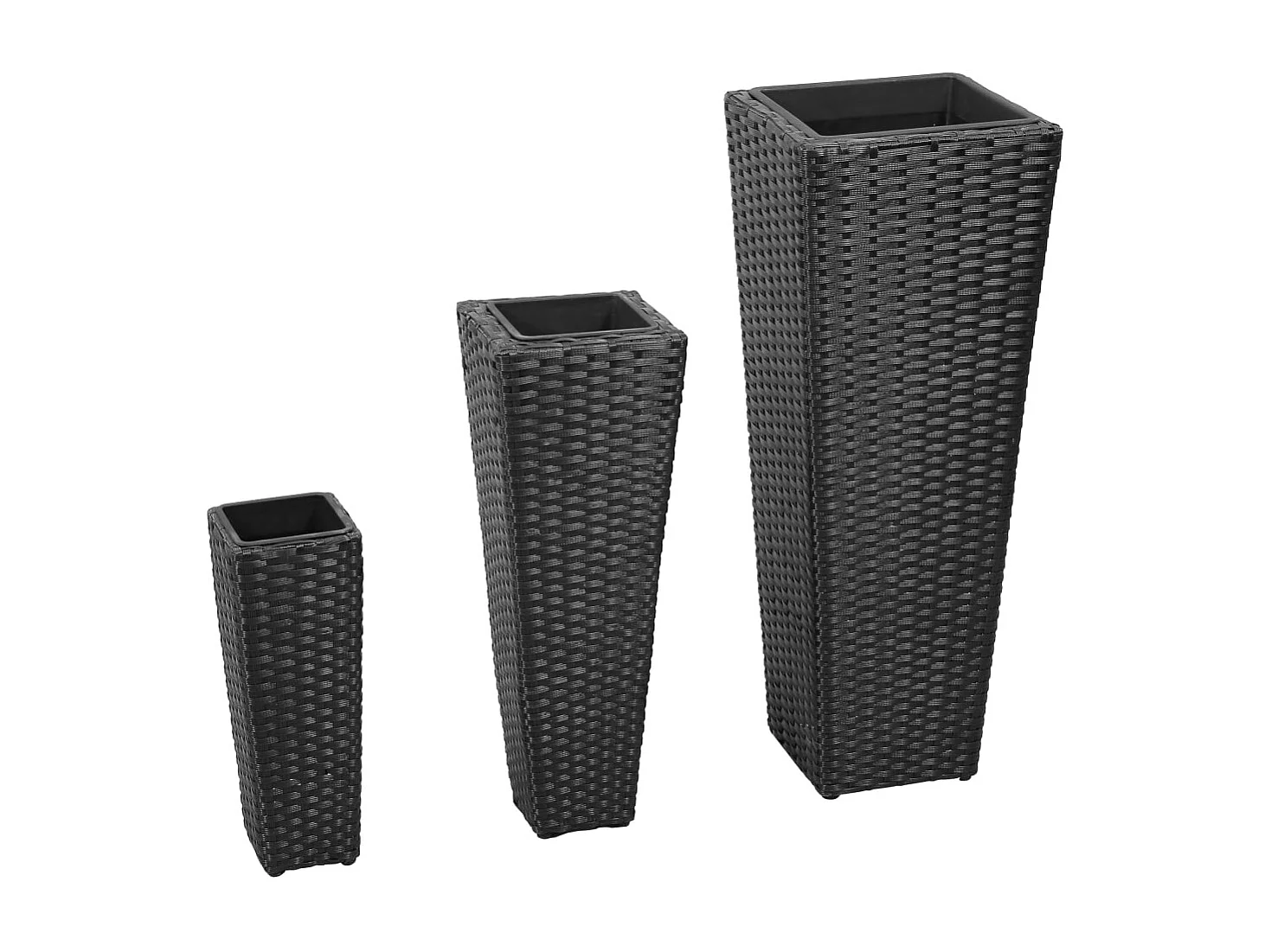 Lits surélevés de jardin 3 pcs Résine tressée Noir