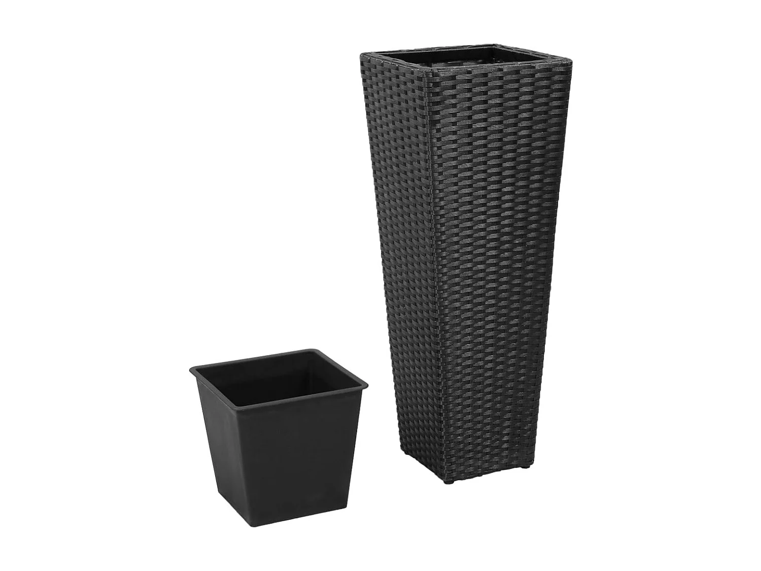 Lits surélevés de jardin 3 pcs Résine tressée Noir