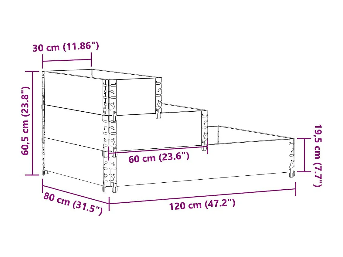 3-laags verhoogd bed 120x80 cm massief grenenhout
