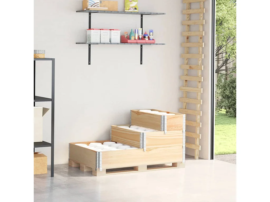 Jardinera elevada de 3 niveles de 120x80 cm de madera maciza de pino