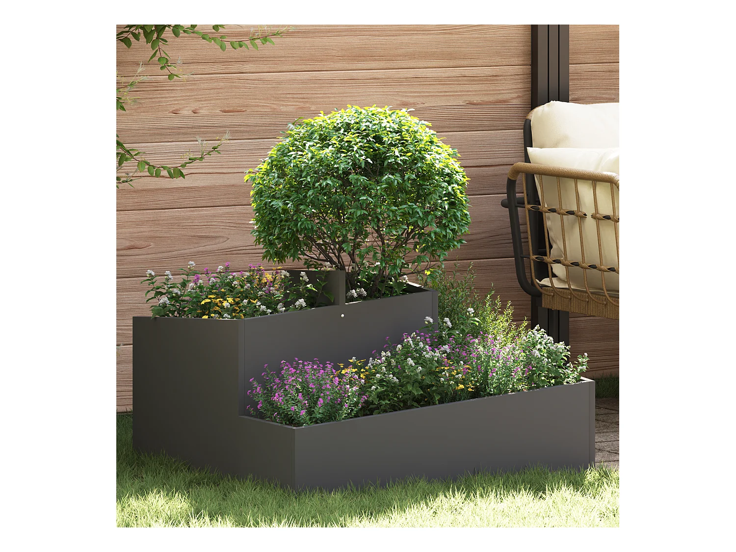 Schwarzer Topf 80x80x50 cm Kaltgewalzter Stahl