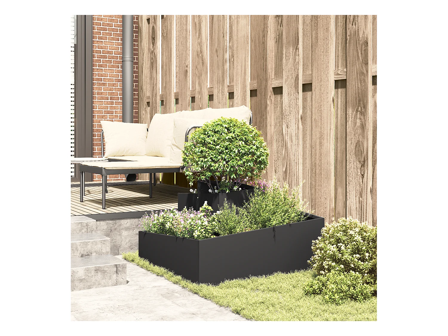 Schwarzer Topf 80x80x50 cm Kaltgewalzter Stahl