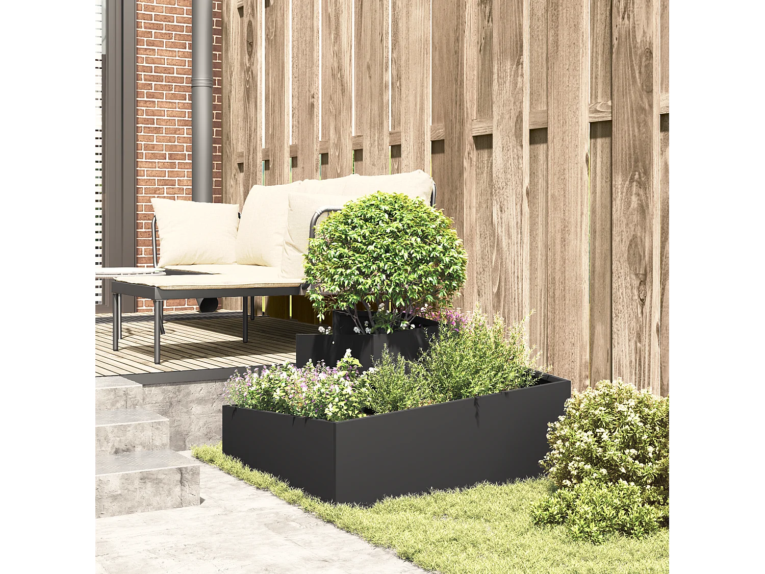 Zwarte pot 80x80x50 cm koudgewalst staal