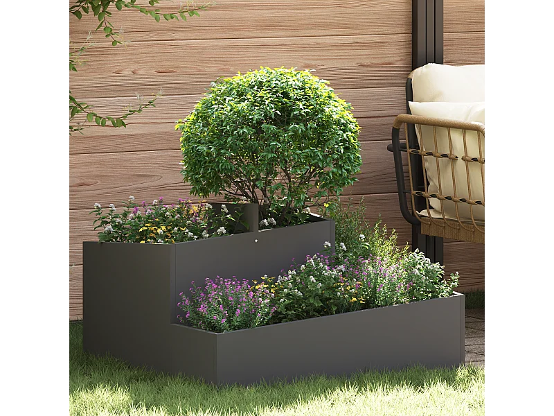 Pot Noir 80x80x50 cm Acier laminé à froid