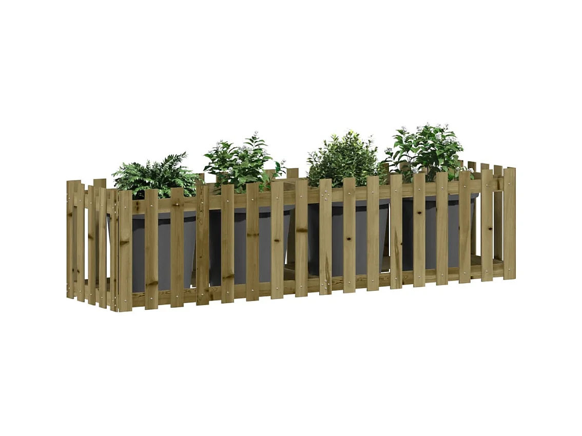 Verhoogd tuinbed met geïmpregneerd grenenhouten schuttingontwerp