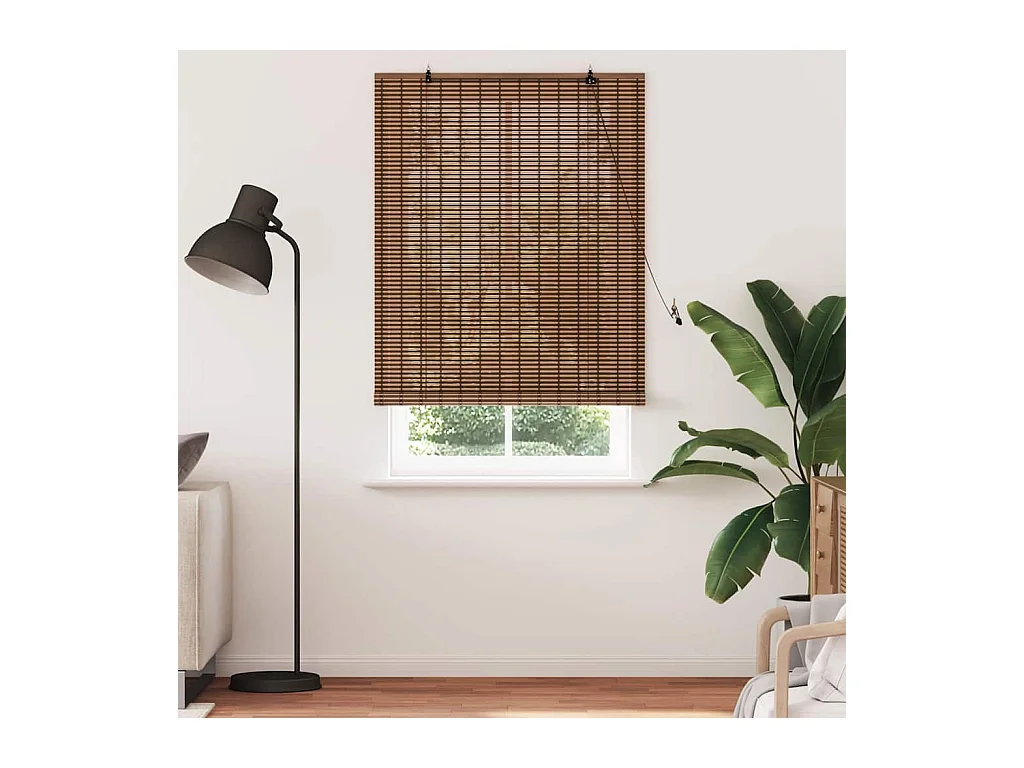 Bruine jaloezieën en verduisteringsgordijnen 110 x 220 cm bamboe