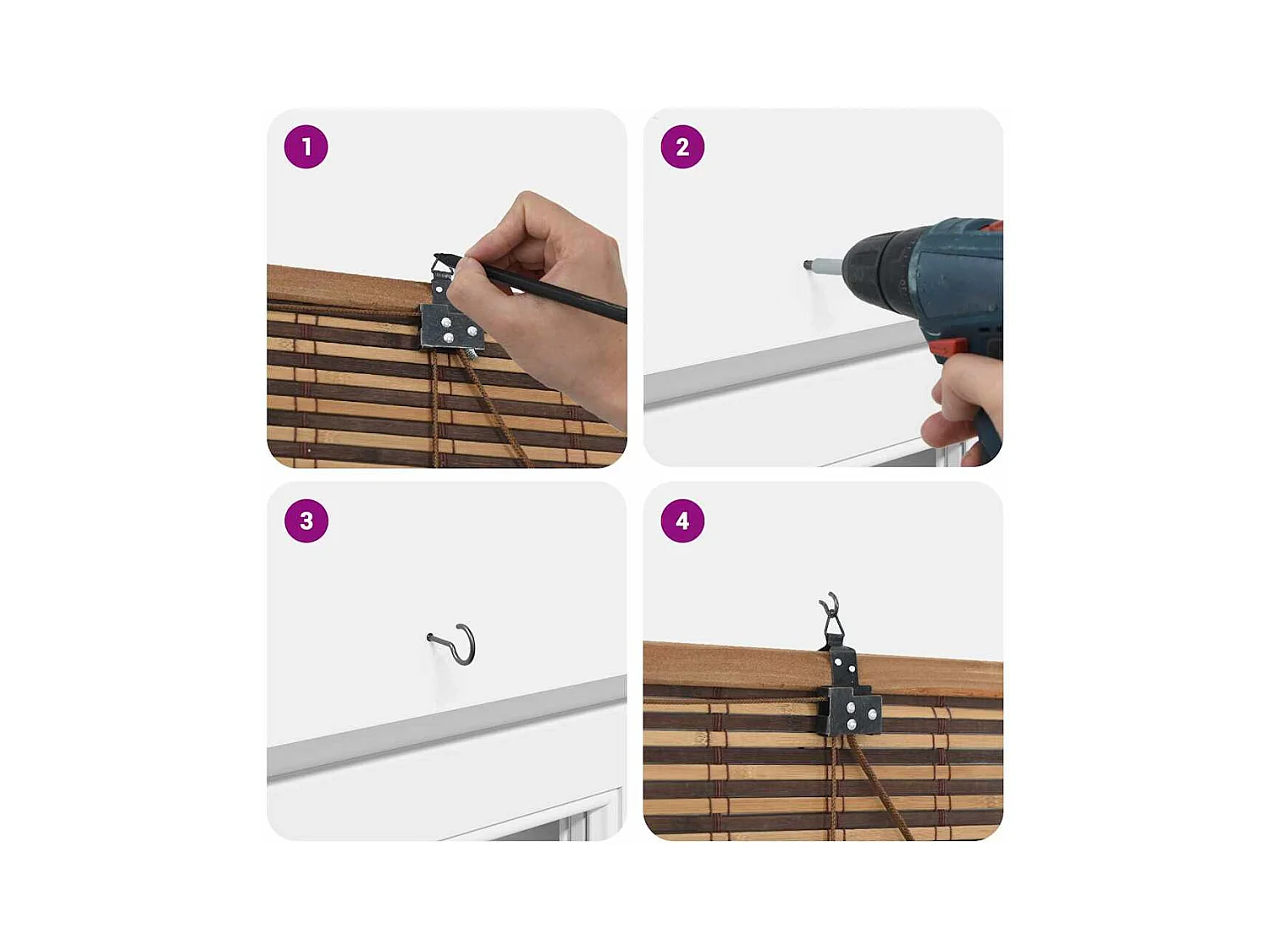 Bruine jaloezieën en verduisteringsgordijnen 110 x 220 cm bamboe