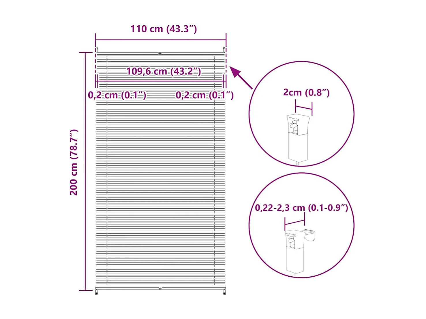 Estor plisado 110x200 cm Blanco
