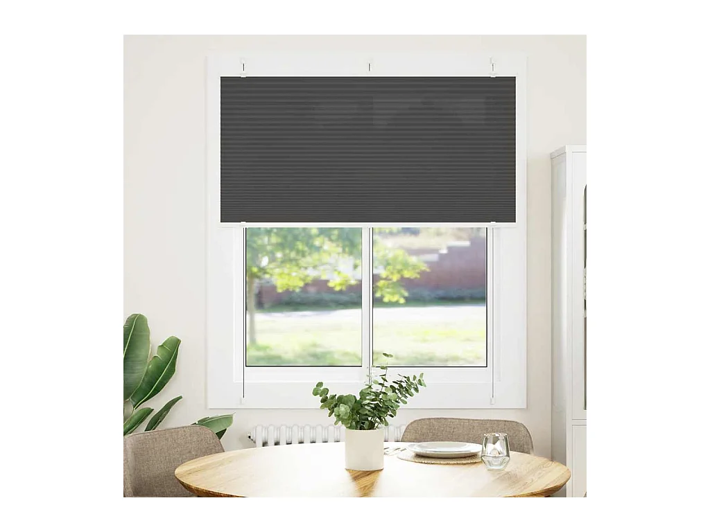 Tenda plissettata nera 115x150 cm larghezza tessuto 114,4 cm poliestere