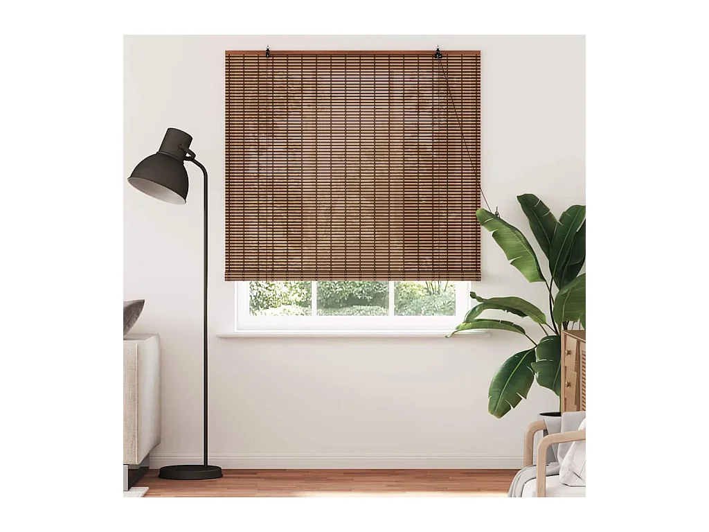 Bruine jaloezieën en verduisteringsgordijnen 140 x 220 cm bamboe