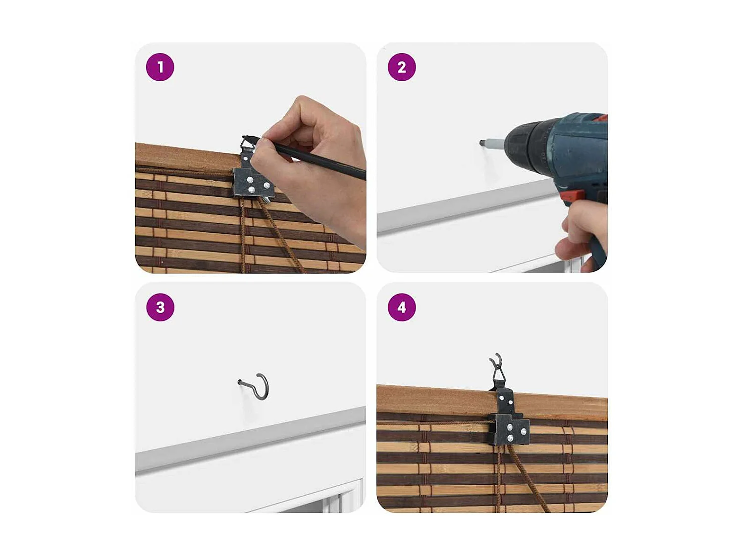 Persianas y opacas marrones 140 x 220 cm Bambú