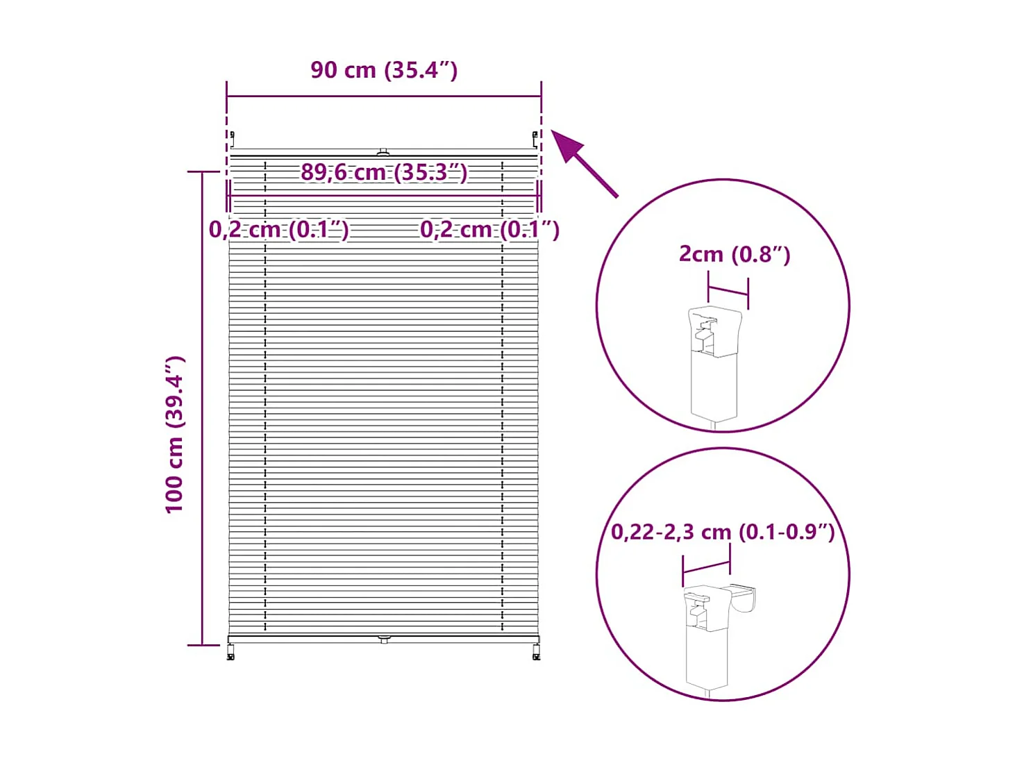 Estor plisado 90x100 cm Blanco