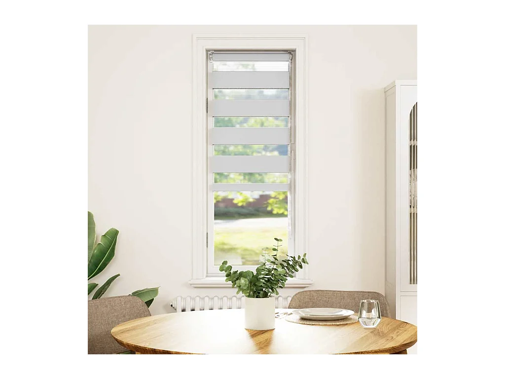 Tenda a rullo zebrata bianca 40x150 cm larghezza tessuto 35,9 cm poliestere