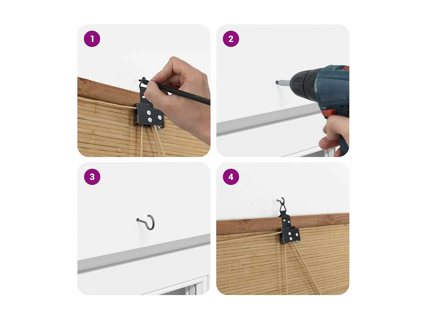 Persianas y opacas marrón claro 60 x 160 cm Bambú