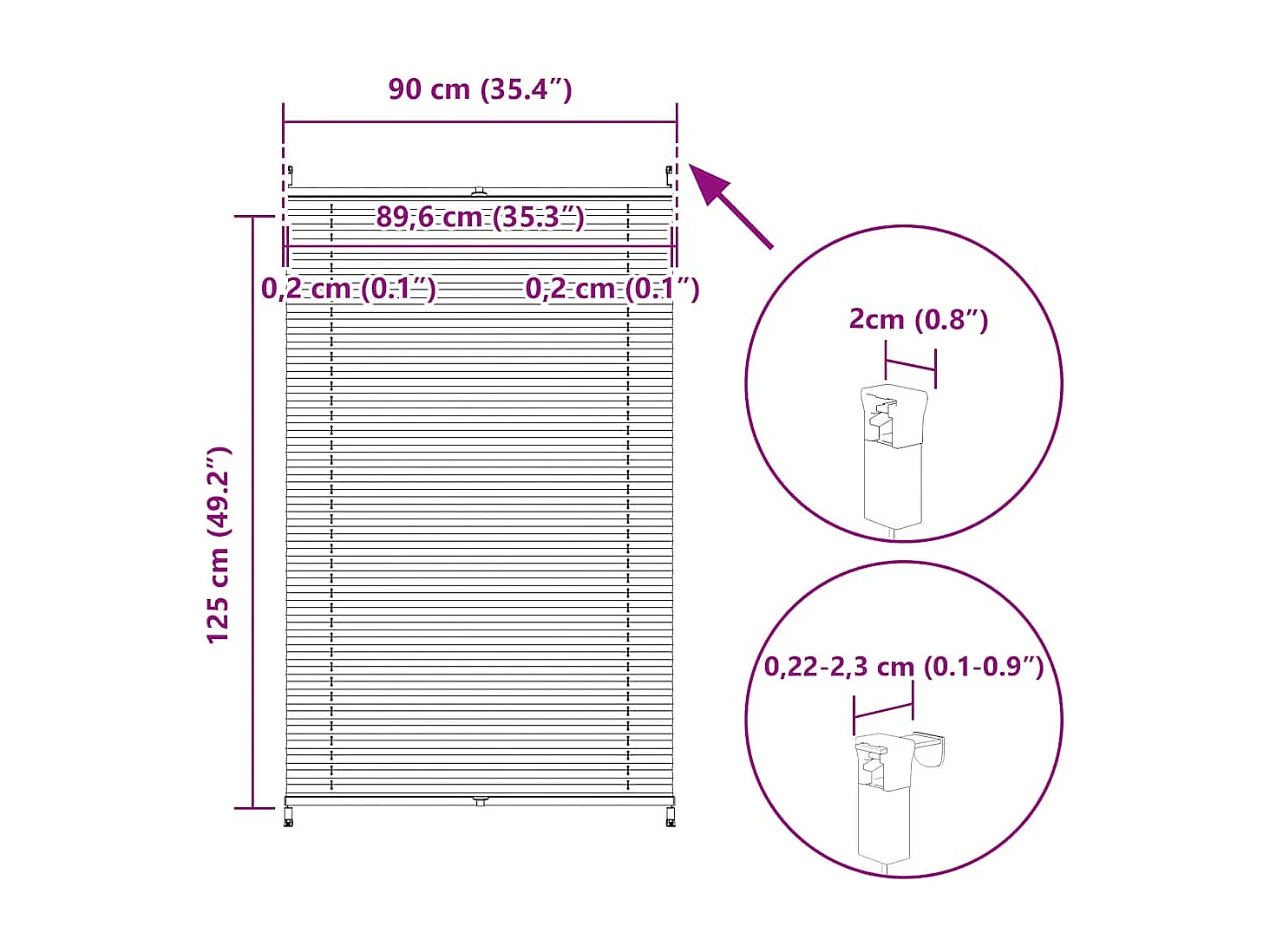 Estor plisado 90x125 cm Blanco