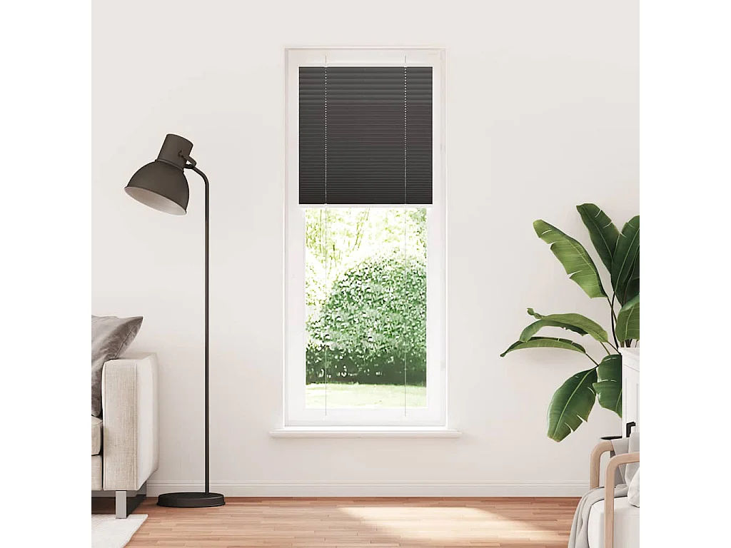 Store plissé noir 75x200 cm largeur du tissu 74,4 cm polyester