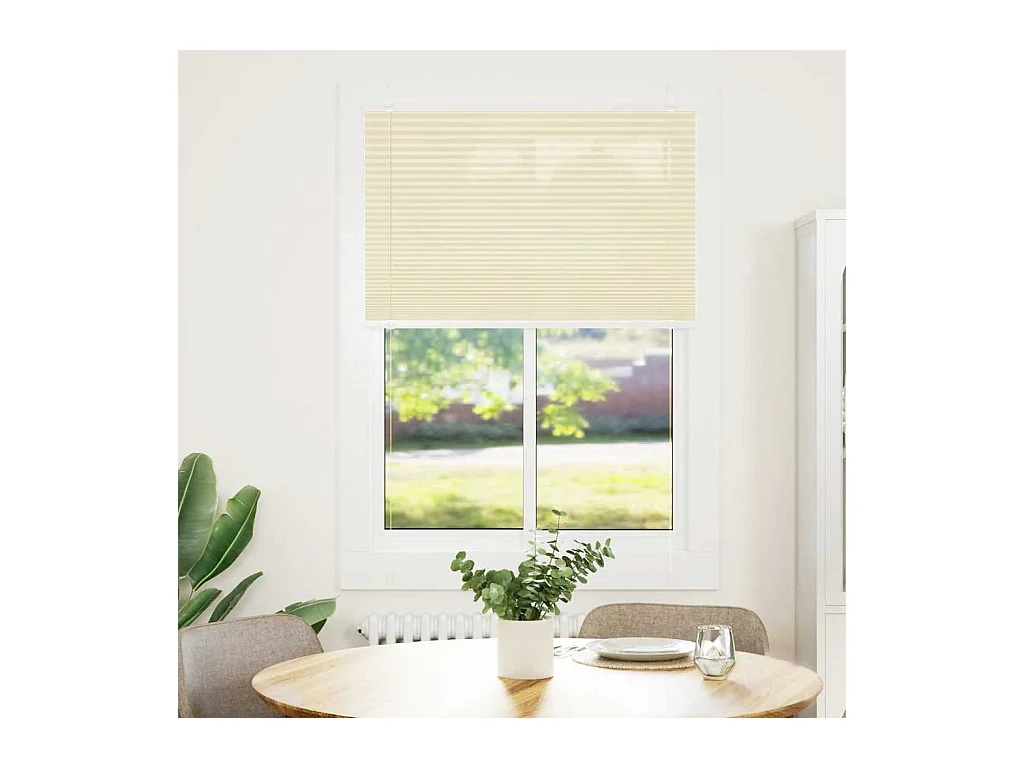 Estor plisado color crema 85x100 cm ancho tela 84,4 cm poliéster