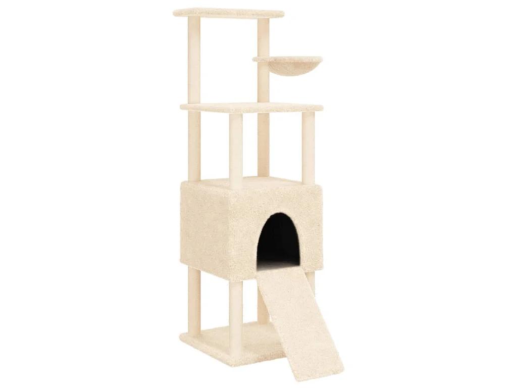 Kattenmeubel met sisal krabpalen 153 cm crèmekleurig