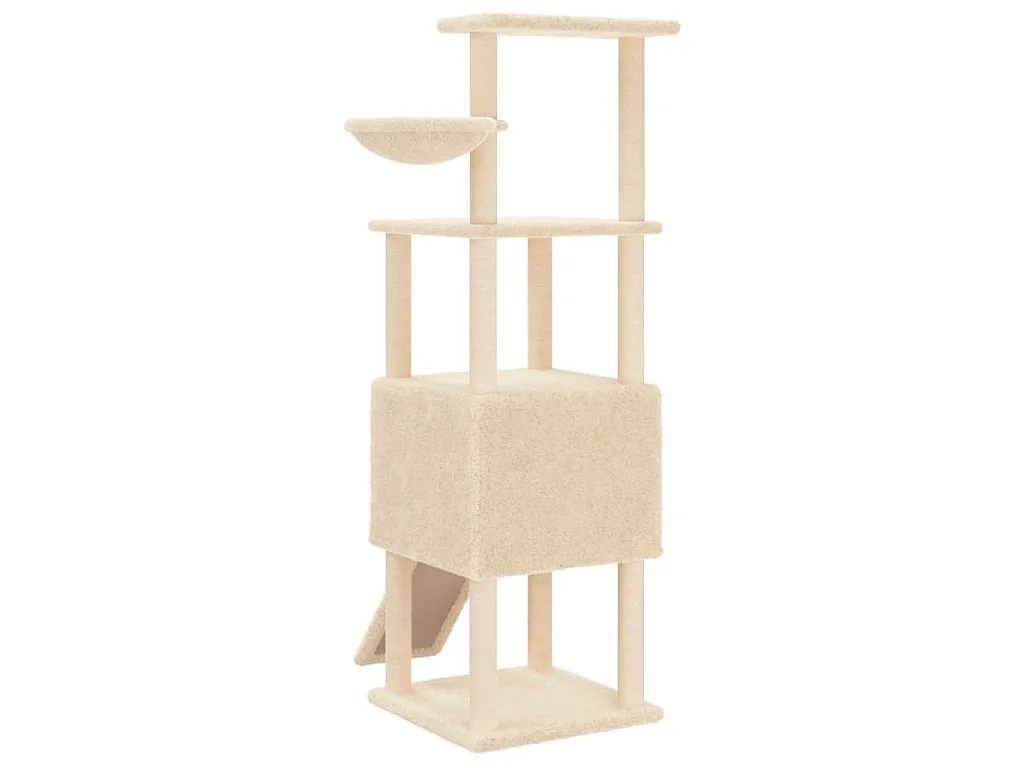 Kattenmeubel met sisal krabpalen 153 cm crèmekleurig