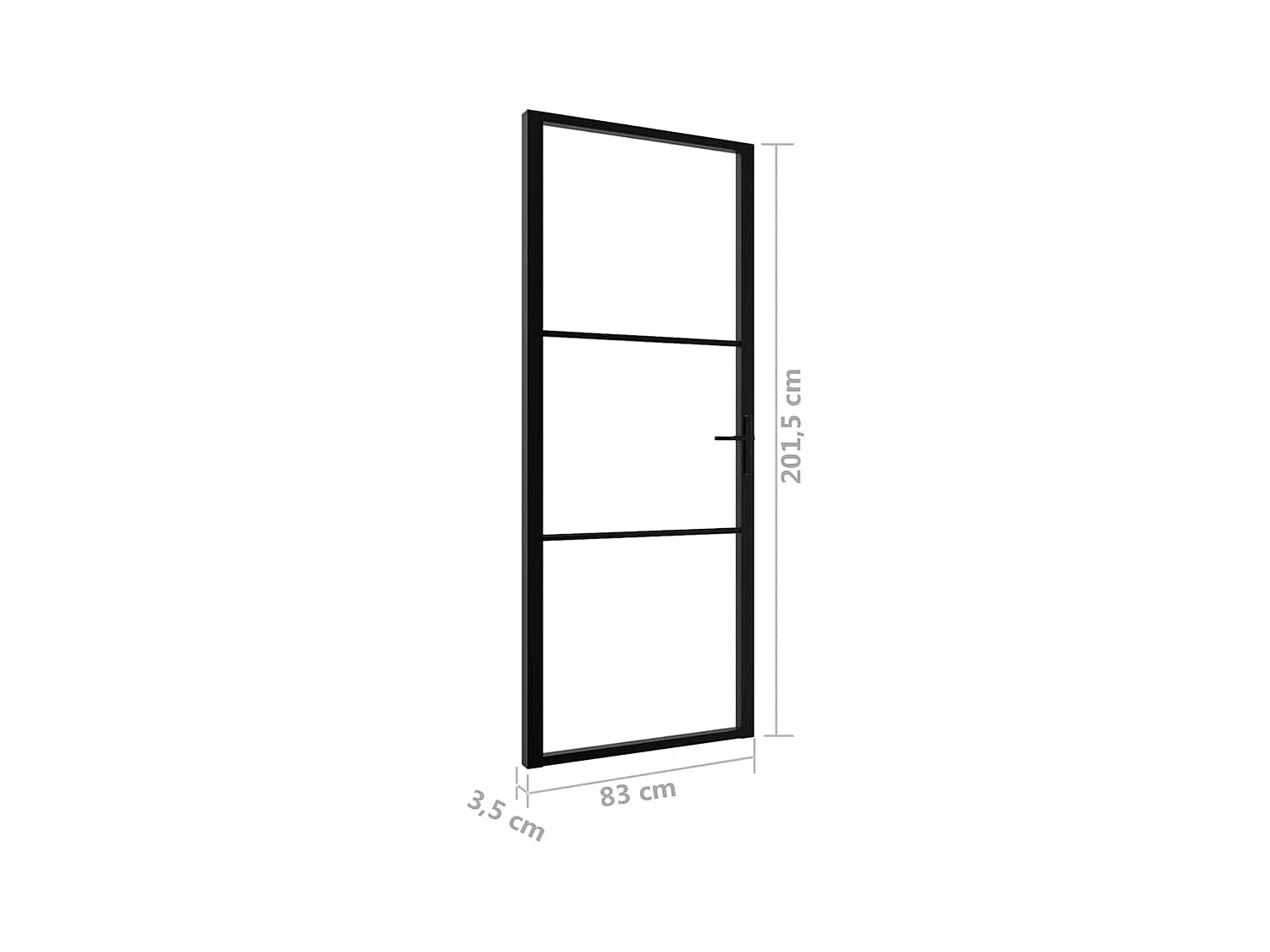 Porta interna in vetro ESG e alluminio 83x201,5 cm Nero