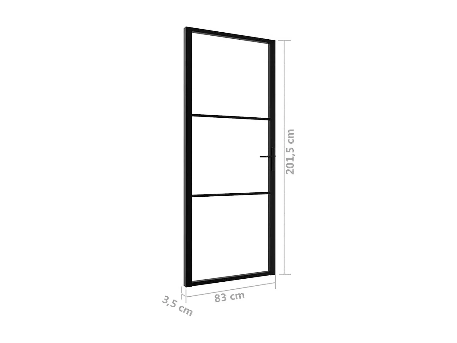 Puerta interior ESG cristal y aluminio 83x201,5 cm Negro