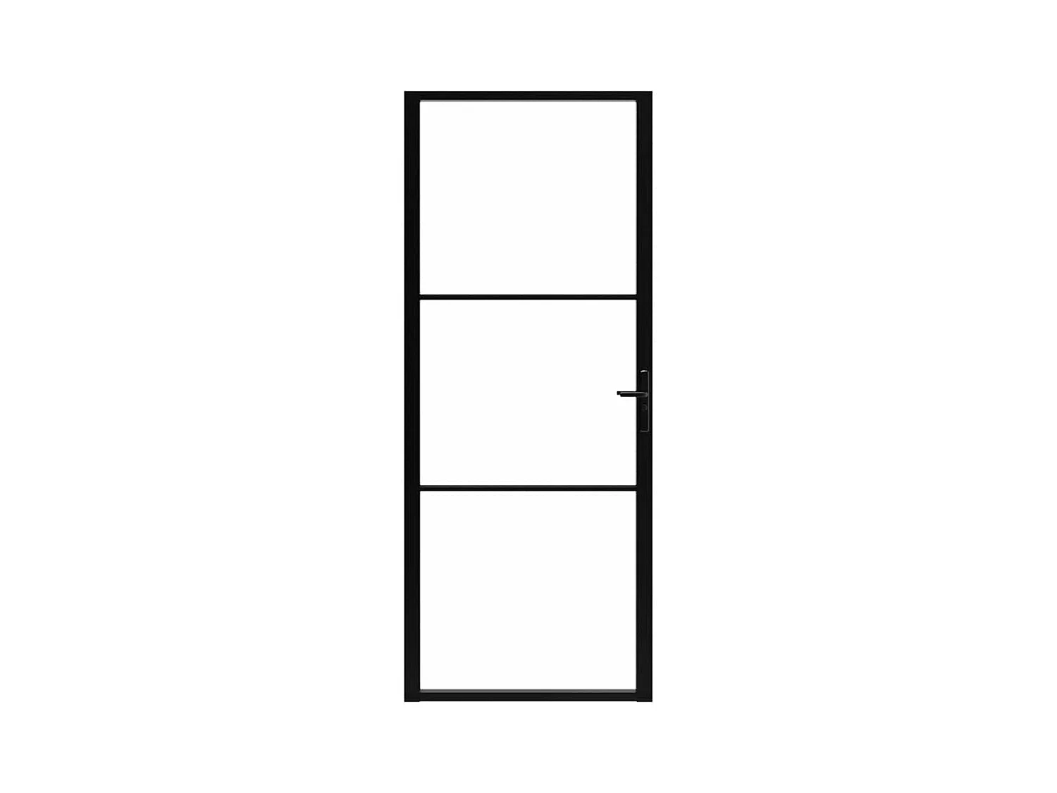 Binnendeur ESG glas en aluminium 93x201,5 cm Zwart
