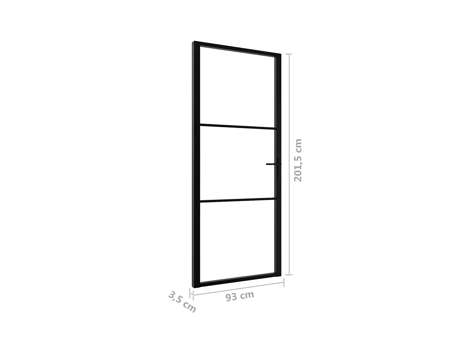 Binnendeur ESG glas en aluminium 93x201,5 cm Zwart