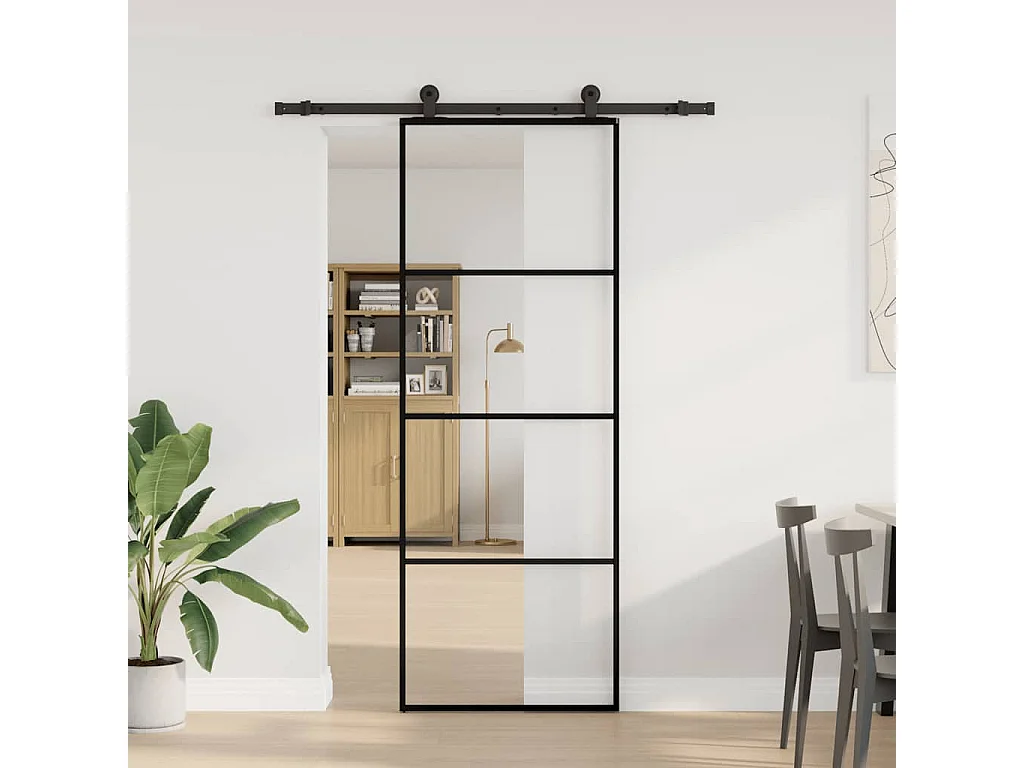Porte coulissante avec kit de quincaillerie 76x205 cm Verre ESG