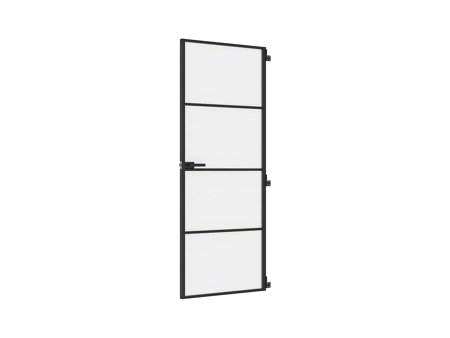 Porta interna sottile nera 76x201,5 cm vetro temperato alluminio