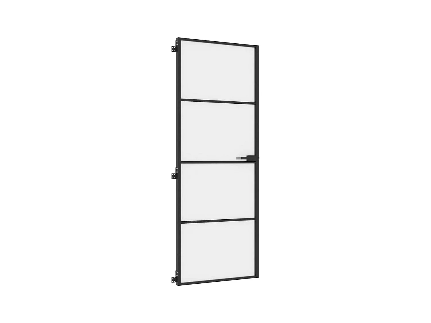Porta interna sottile nera 76x201,5 cm vetro temperato alluminio
