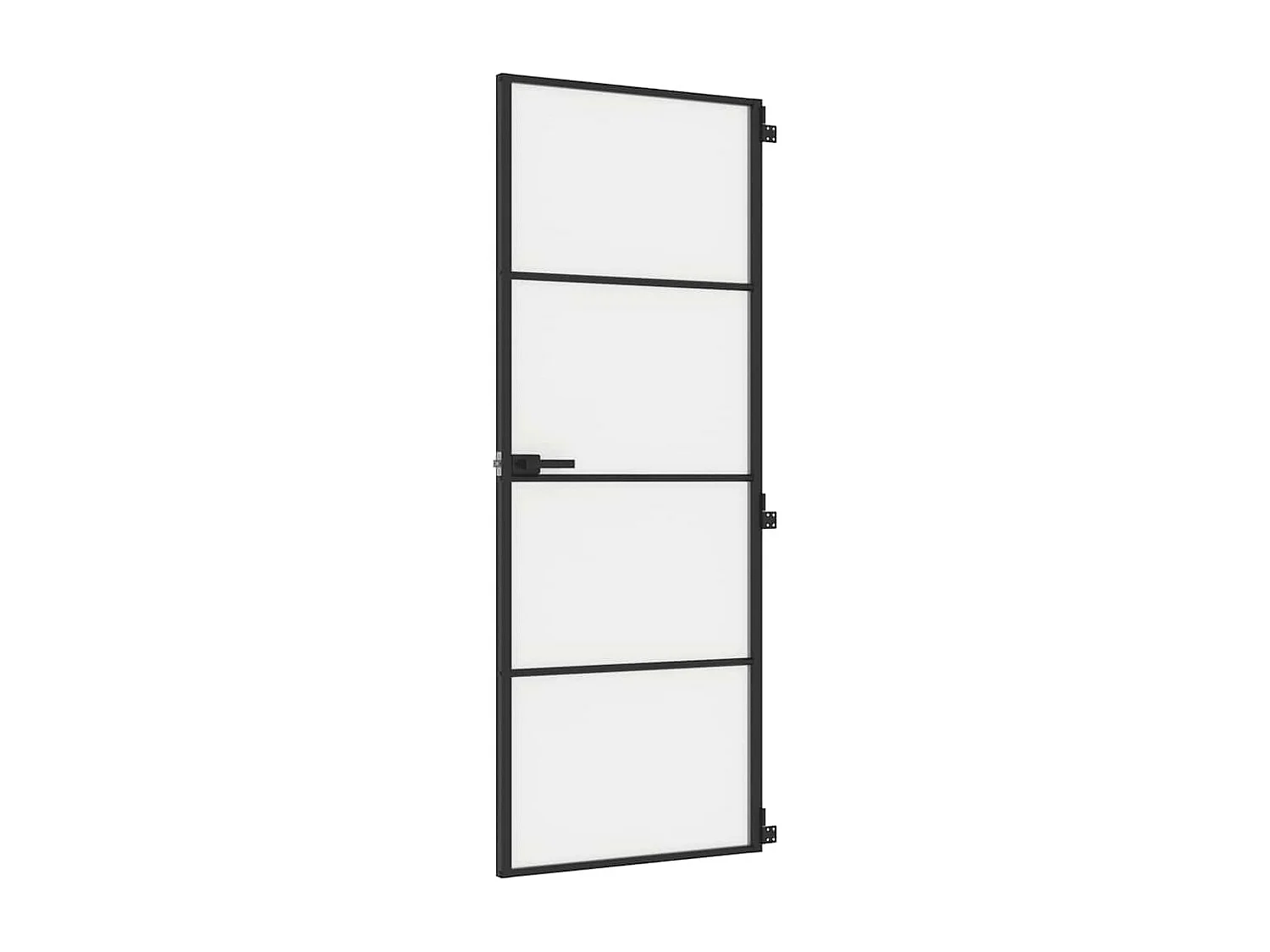 Puerta interior fina negra 76x201,5 cm cristal templado aluminio