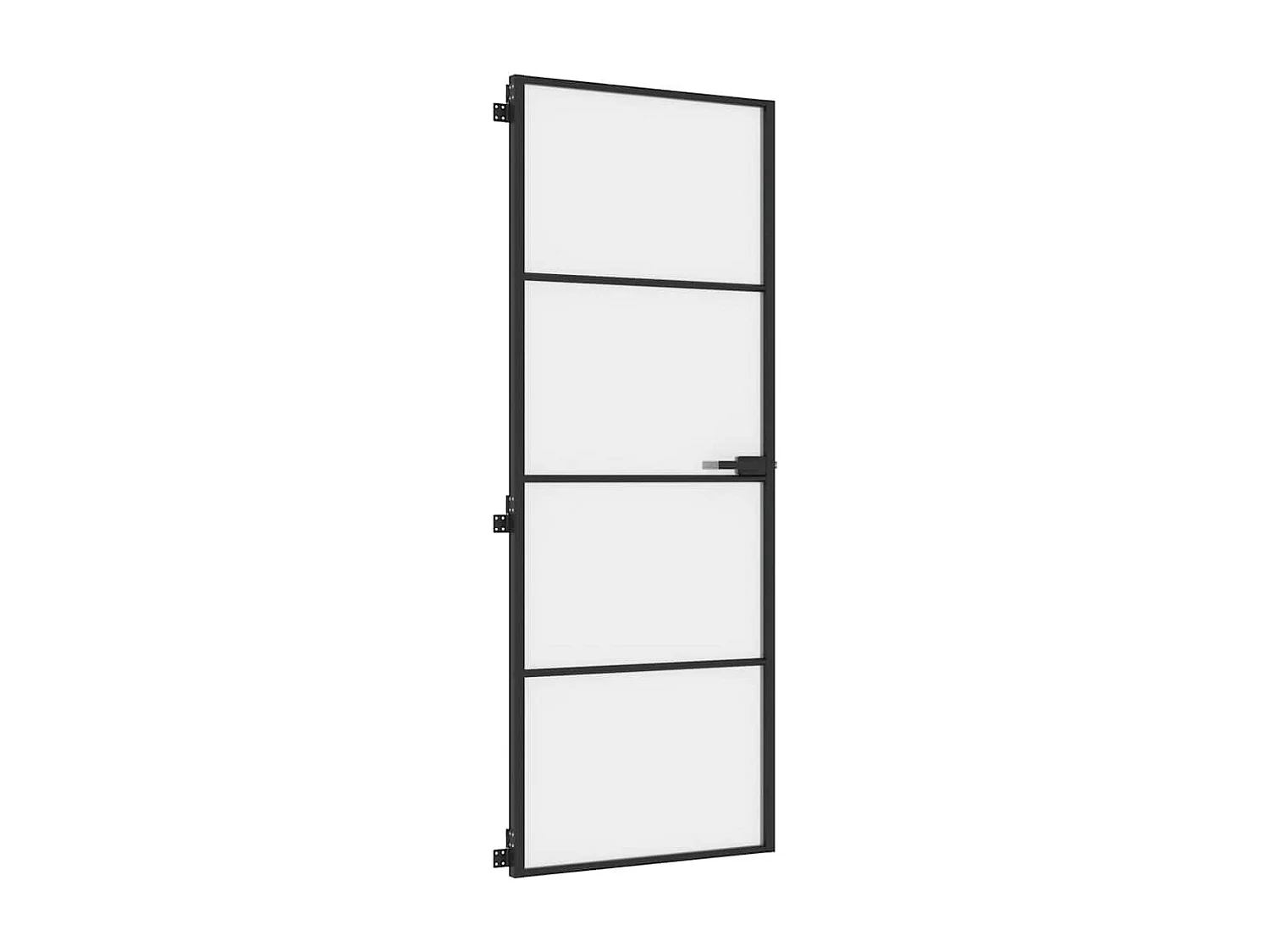 Puerta interior fina negra 76x201,5 cm cristal templado aluminio