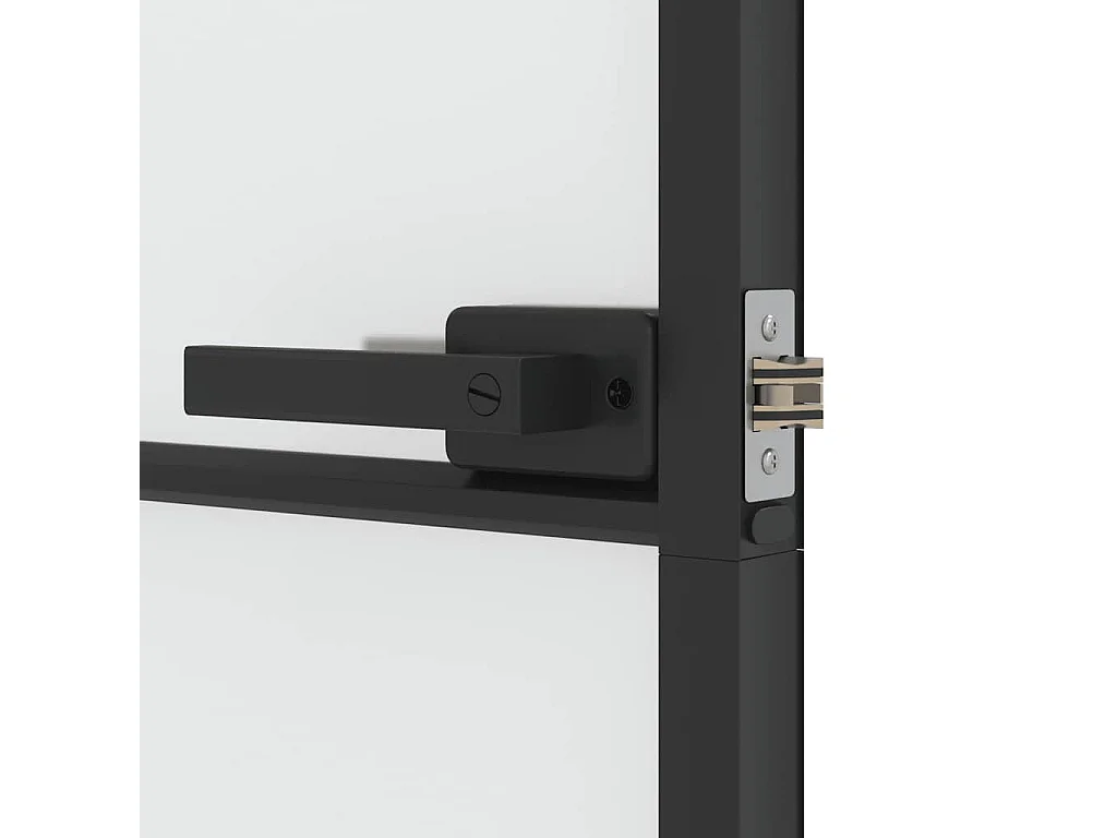 Puerta interior fina negra 76x201,5 cm cristal templado aluminio