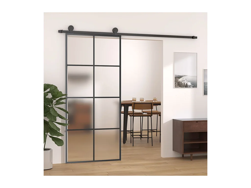 Porta scorrevole con kit ferramenta 90x205 cm vetro ESG