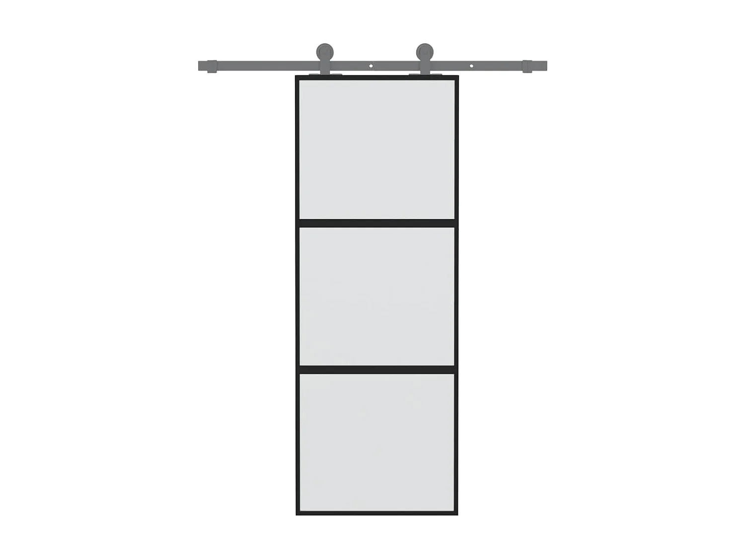 Porte coulissante noir 76x205 cm verre trempé aluminium