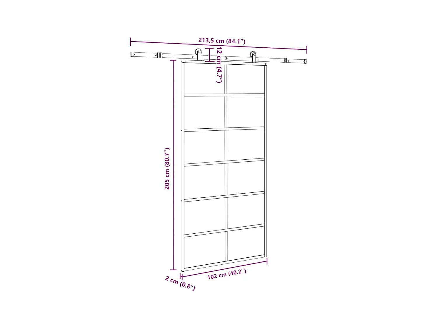 ESG-glas en aluminium schuifdeur en hang- en sluitwerk
