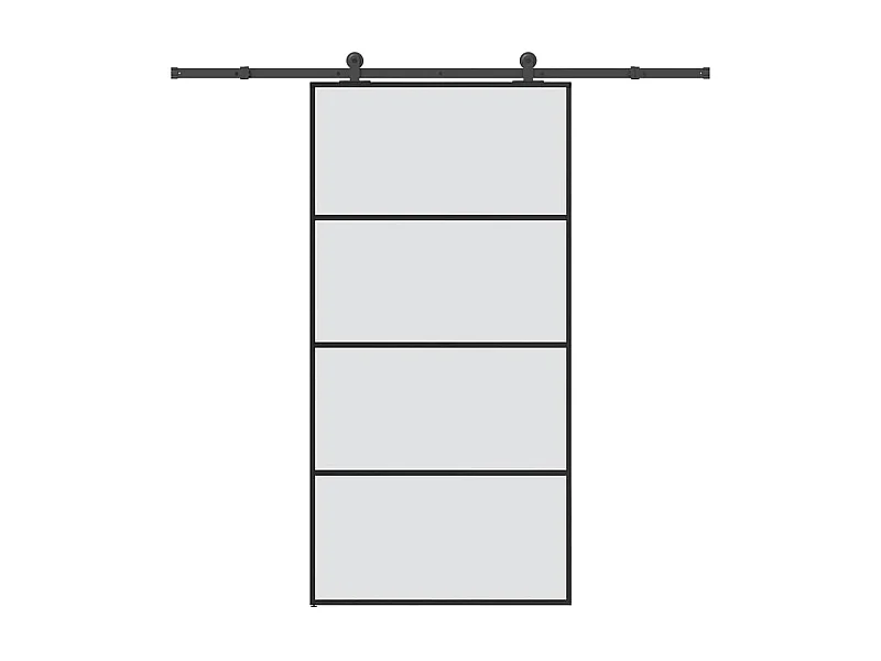 Porte coulissante et kit de quincaillerie 102,5x205cm Verre ESG