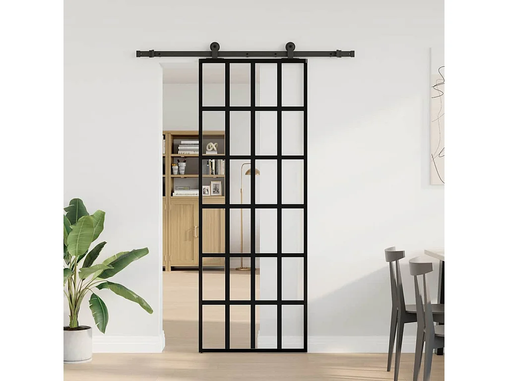Porte coulissante avec kit de quincaillerie 76x205 cm Verre ESG